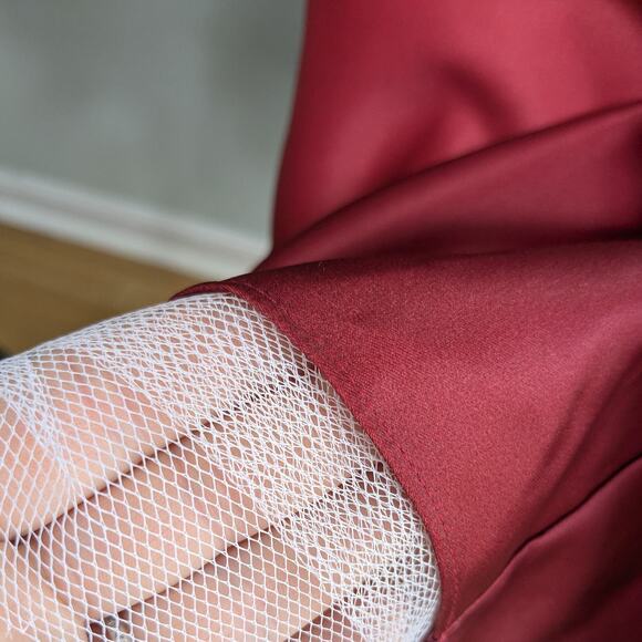 Y2K Prom Dress Maxi Gown M Red Ombre Vintage Corset Bead Whimsigoth Princess 90s - Picture 7 of 9